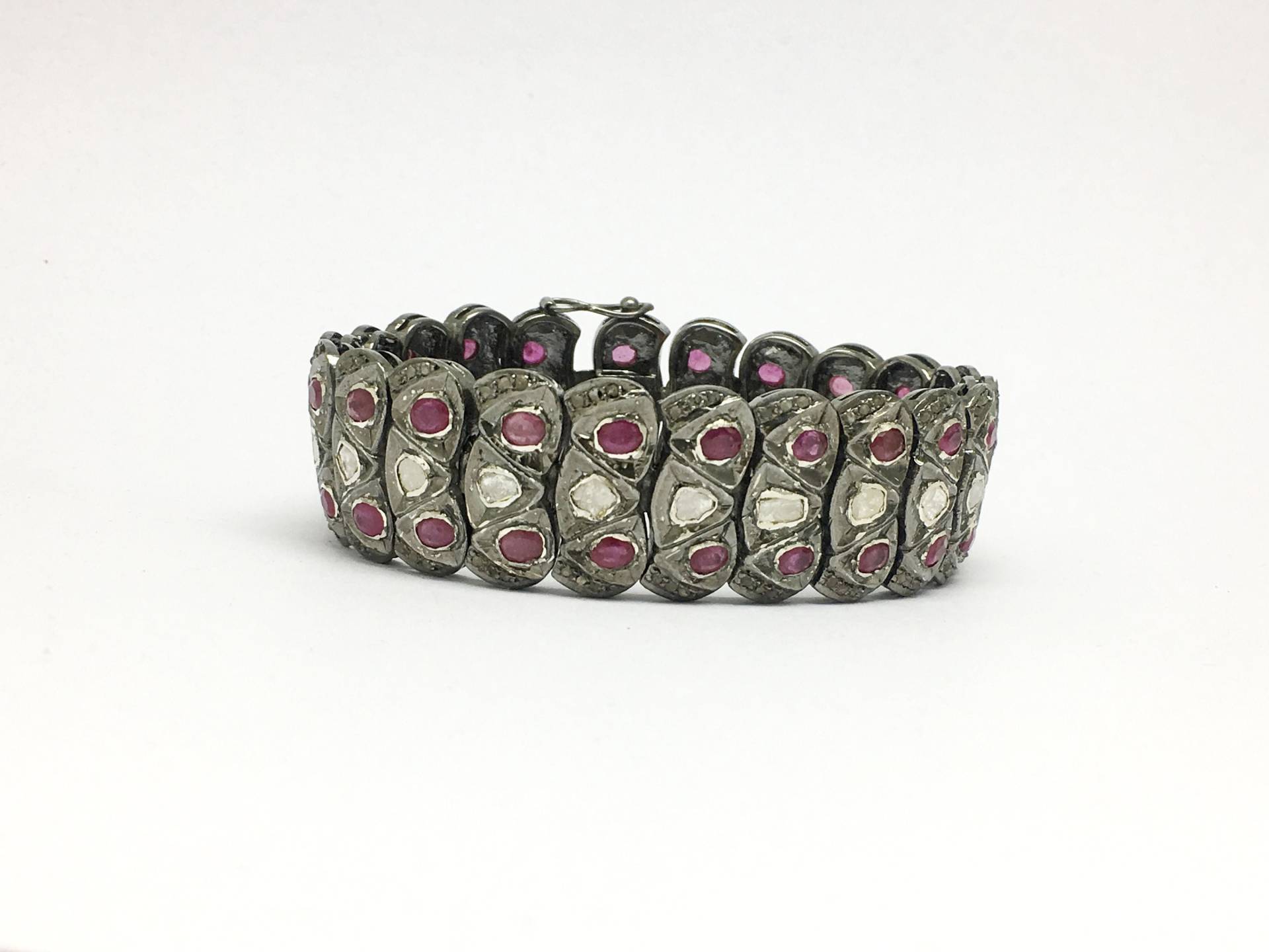 925 Sterlingsilber Schwarz Rose Cut Diamant Und Rubin Armband Handgemachte Schmuck Frauen Hochzeitsgeschenke Für Das Diamantarmband von OlaJewelsDesigns