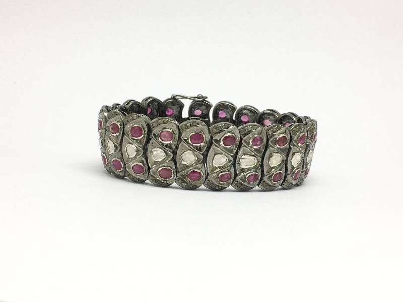 925 Sterlingsilber Schwarz Rose Cut Diamant Und Rubin Armband Handgemachte Schmuck Frauen Hochzeitsgeschenke Für Das Diamantarmband von OlaJewelsDesigns