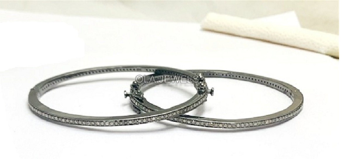 Armreif Aus 925Er Sterlingsilber Mit Schwarzem Diamantschliff. Ein Wunderschöner Diamant-Armreif von OlaJewelsDesigns