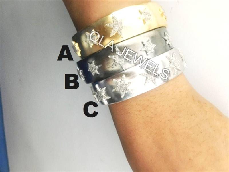 Massive 925 Sterling Silber Schwarz Finish Stern Mit Diamant Armreif Für Die Geschenke Mädchen Und Frauen Weihnachtshochzeit Jahrestag von OlaJewelsDesigns