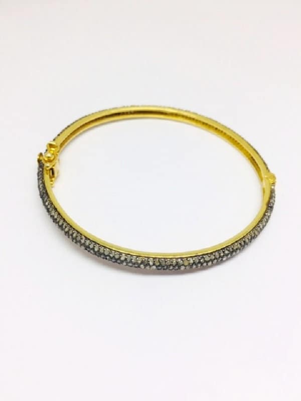 Massiver 925 Sterling Silber Vergoldet 3-Reihiger Zu Öffnender Diamant Armreif Jahrestag Und Hochzeitsgeschenke Für Die Mädchen Frauen Mit Mutter von OlaJewelsDesigns