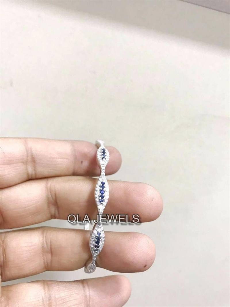 Massives Sterlingsilber 925 Diamant Mit Blauem Saphir Oval Armband Weihnachts - Und Jahrestagsgeschenke Für Die Mädchen - Frauenmutter von OlaJewelsDesigns