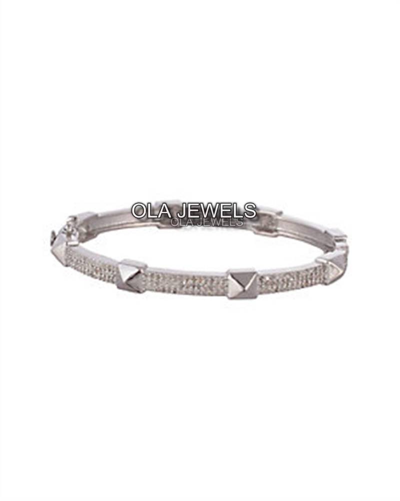 Sale‼ 925 Sterlingsilber Armreif Mit Weißen Diamanten, Vergoldet Und Rosévergoldet, Ovale Form, Zu Öffnender Weihnachtsgeschenke von OlaJewelsDesigns