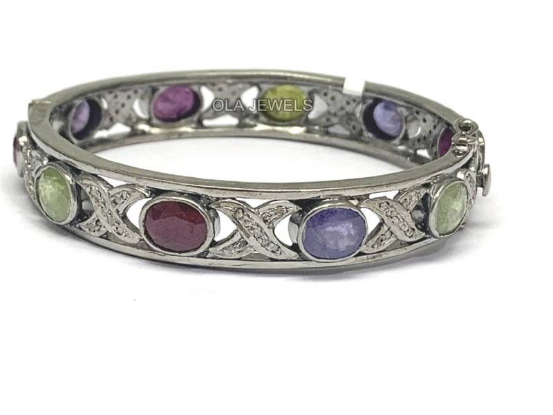 Schmuck Hersteller Silber Armreif Diamant Armband Schöne Mädchen Handmade Jahrestag Geschenke Hochzeit Weihnachten von OlaJewelsDesigns