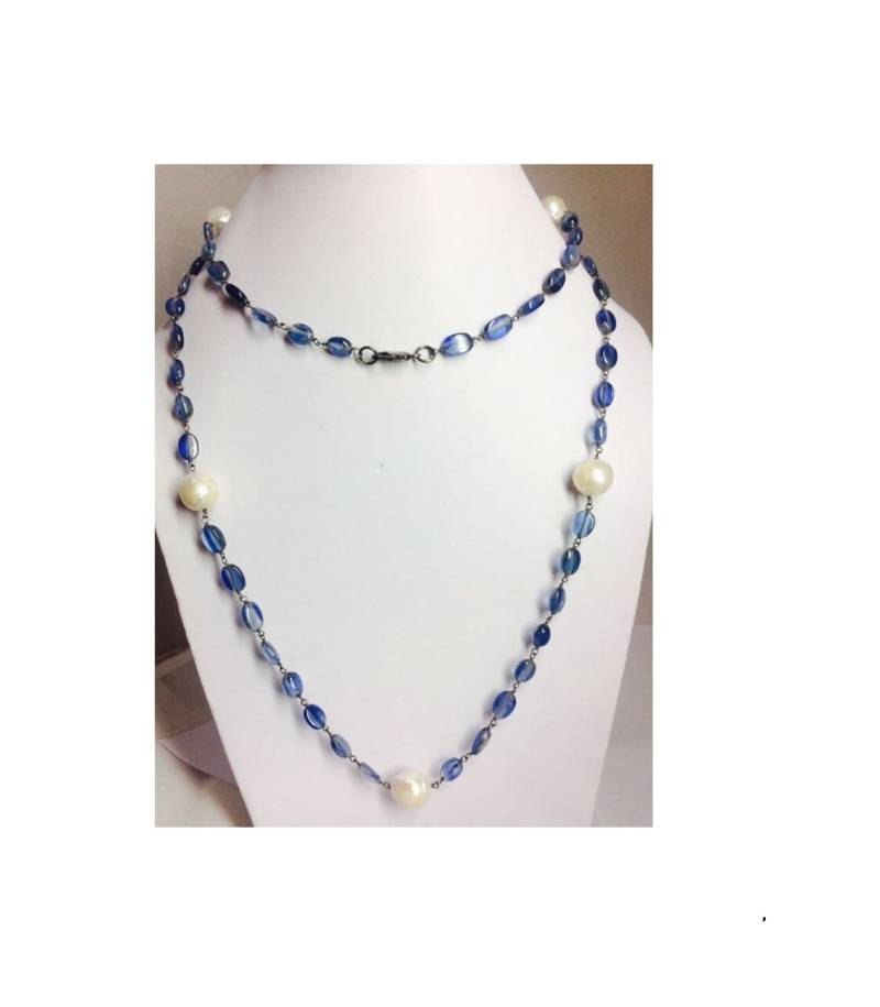 Solid Sterling Silber 925 Schwarz Kyanit Perle Halskette Handgemachte Schmuck Hersteller Weihnachtsgeschenke Hochzeitsgeschenke Jubiläumsgeschenke von OlaJewelsDesigns