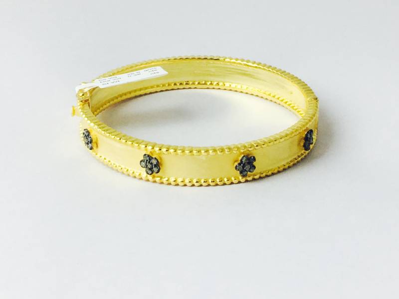 Solid Sterling Silber Gold Finish Blumen Diamant Armreif Handmade Schmuck Hersteller Weihnachtsgeschenke Hochzeitsgeschenke Jahrestag Geschenk von OlaJewelsDesigns