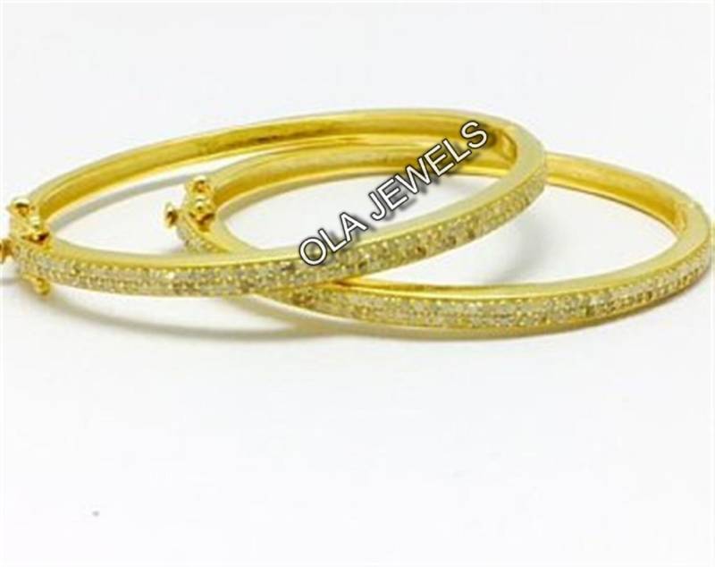 925 Solid Sterling Silber Vergoldet Weißen Diamant Armreif Handmade Schmuck Hersteller Weihnachtsgeschenke Hochzeitsgeschenke Jahrestag Geschenke von OlaJewelsDesigns