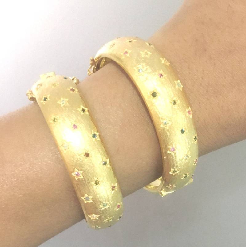 Verkauf‼ Massiver 925Er Sterlingsilber-Multisaphir-Armreif Zum Öffnen Handgemachter Schmuckhersteller Weihnachtsgeschenke Hochzeitsgeschenke von OlaJewelsDesigns