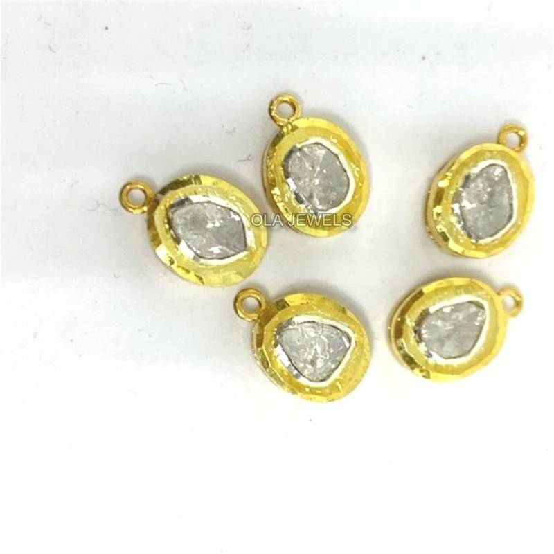 sterling Silber 925 Vergoldet Mit Diamant Im Rosenschliff Anhänger Handgemachte Schmuckherstellung Weihnachtsgeschenke Hochzeitsgeschenke von OlaJewelsDesigns