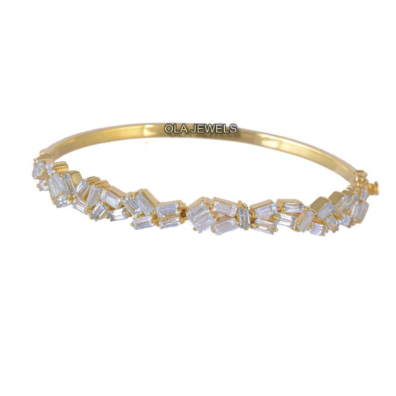 sterling Silber Baguette Blautopas Armband - Handgemachter Schmuck von OlaJewelsDesigns