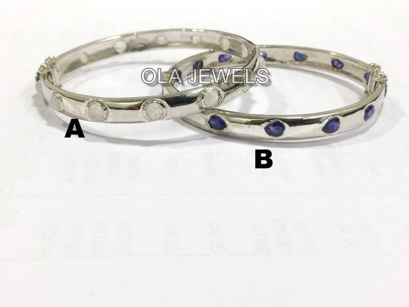 sterling Silber Schwarz Blauen Saphir Und Mondstein Armreif Weihnachtsgeschenke Jahrestag Geschenke Hochzeitsgeschenke Handgemachter Schmuck Schöne von OlaJewelsDesigns