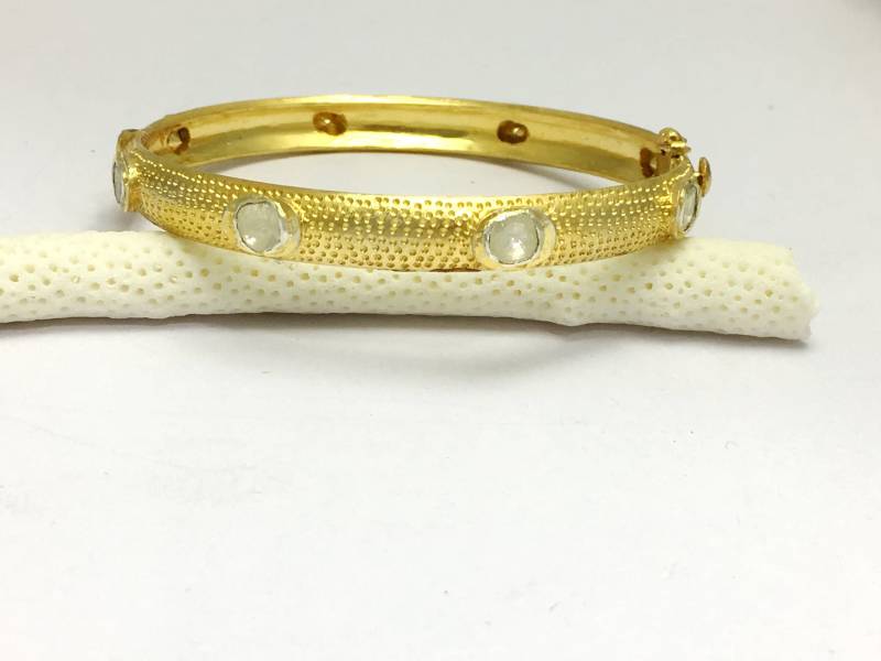 sterling Silber Vergoldet Rose Cut Diamant Armreif Handgemachte Schmuck Hersteller Weihnachtsgeschenke Hochzeitsgeschenke Jahrestag Geschenke von OlaJewelsDesigns