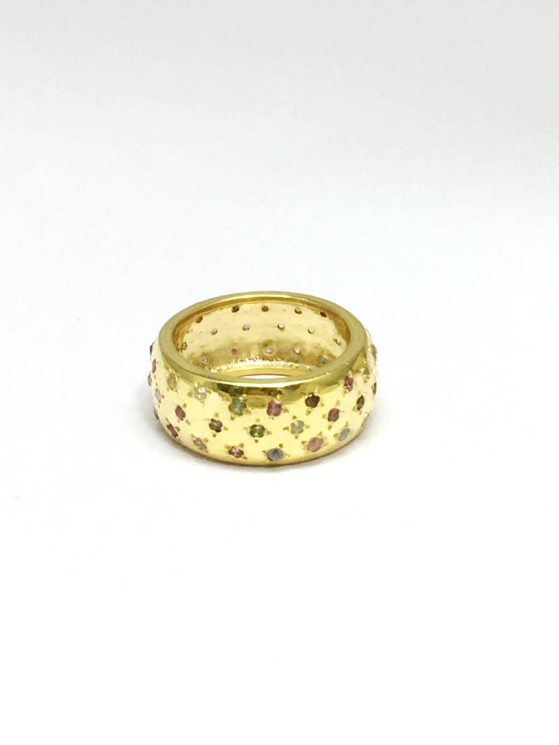 Vergoldete Sterling Silber Turmalin & Weiß Saphir Ring von OlaJewelsDesigns