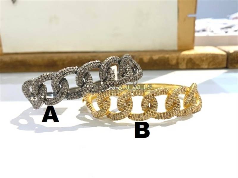 sterling Silber Vergoldet Und Schwarz Diamant Link Armbänder Ovale Form Handgemachte Schmuck Weihnachten Hochzeit Jahrestag Geburtstagsgeschenke von OlaJewelsDesigns