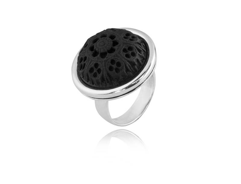 Aleksandra Puchacz Sterling Silber & Schwarzes Porzellan Ring Aleksandra Puchacz Sterling Silber & Schwarzes Porzellan Ring von OlaPuchaczJewellery