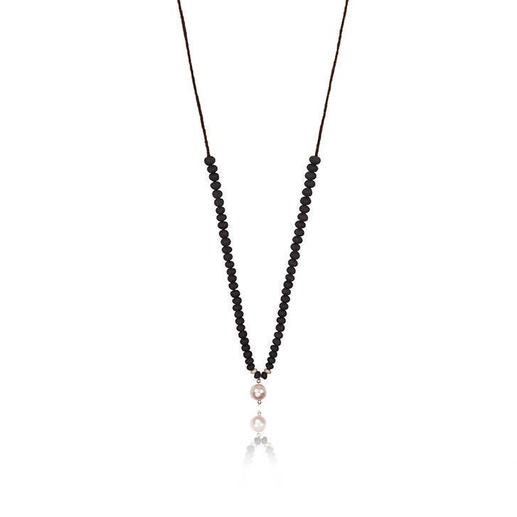 La Perla Halskette, Schwarze Porzellan Und Perle Charme Halskette La Perla Halskette, Schwarze Porzellan Und Perle Charme Halskette von OlaPuchaczJewellery
