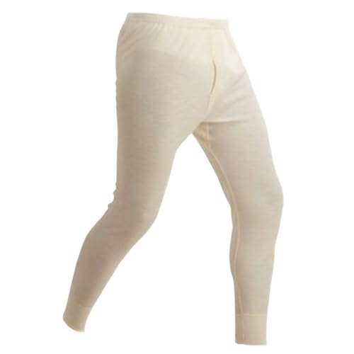 Olanmarp Premium Fashion Lange Herren-Unterhose/Leggins mit 40% Angora + 60% Baumwolle - Ultimativer weicher Wärmekomfort in höchster Qualität Farbe Wollweiss (Gr. L, 40% Angora,60% Baumwolle) von Olanmarp