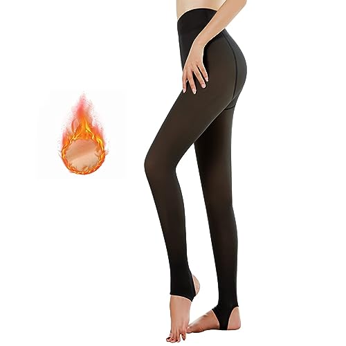 Olasfa Thermo Strumpfhose Damen Winter Fleece Strumpfhose Gefüttert Hautfarben Leggings Transparente Thermostrumpfhosen Pantyhose Plüschstrümpfe Gefälschte Durchscheinende von Olasfa