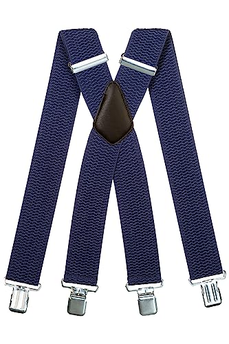 Olata Extra Breite Hosenträger für Herren – 5 cm breit, Robust und Verstellbar mit Stabilen Clips, Ideal für Arbeit und Elegante Outfits. Blau (Silber Clips) von Olata