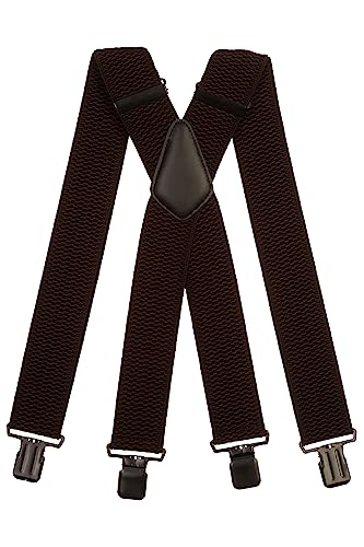 Olata Extra Breite Hosenträger für Herren – 5 cm breit, Robust und Verstellbar mit Stabilen Clips, Ideal für Arbeit und Elegante Outfits. Dunkelbraun (Schwarz Clips) von Olata