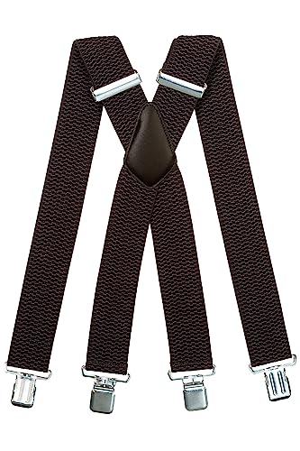 Olata Extra Breite Hosenträger für Herren – 5 cm breit, Robust und Verstellbar mit Stabilen Clips, Ideal für Arbeit und Elegante Outfits. Dunkelgrau (Silber Clips) von Olata