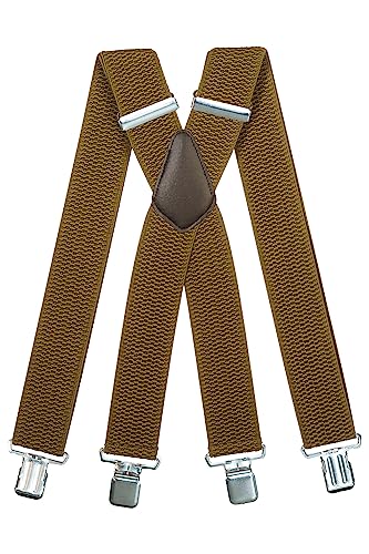Olata Extra Breite Hosenträger für Herren – 5 cm breit, Robust und Verstellbar mit Stabilen Clips, Ideal für Arbeit und Elegante Outfits. Olivgrün (Silber Clips) von Olata