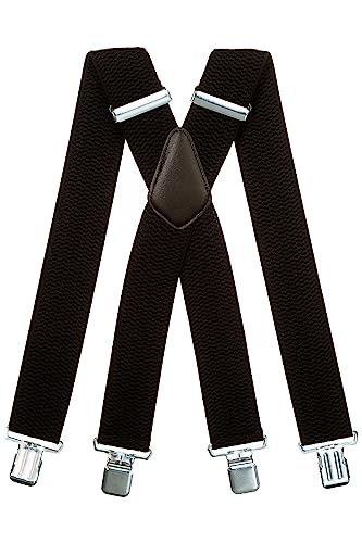 Olata Extra Breite Hosenträger für Herren – 5 cm breit, Robust und Verstellbar mit Stabilen Clips, Ideal für Arbeit und Elegante Outfits. Schwarz (Silber Clips) von Olata