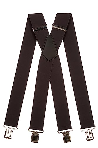 Olata Hosenträger Herren/Breite Hosenträger X-Form mit überkreuzten Riemen - 5 cm. Dunkelgrau von Olata