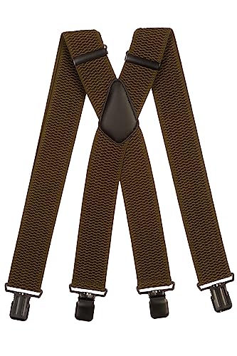 Olata Extra Breite Hosenträger für Herren – 5 cm breit, Robust und Verstellbar mit Stabilen Clips, Ideal für Arbeit und Elegante Outfits. Olivgrün (Schwarz Clips) von Olata