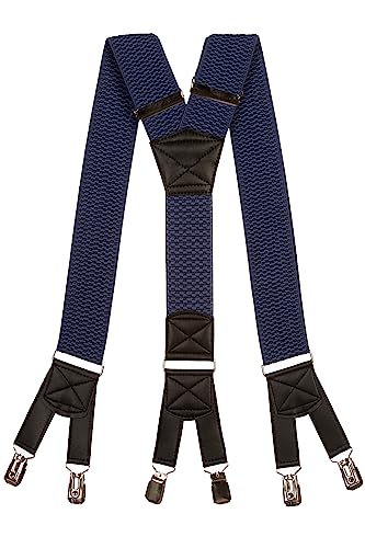 Olata 6 Clip Herren Hosenträger/extra breite Y-Hosenträger – 5 cm. Blau von Olata