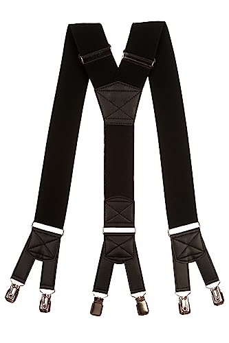 Olata extra breite Herren Hosenträger/Heavy Duty Y-Hosenträger mit 6 Clips – 5 cm. Dunkel Graphite von Olata