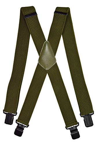 Olata Hosenträger Herren - Extra breite Träger und schwarze Metall-Clips, Hosenträger X-Form mit überkreuzten Trägern – 4 cm. Olivgrün Olata Hosenträger Herren - Extra breite Träger und schwarze Metall-Clips, Hosenträger X-Form mit überkreuzten Trägern – 4 cm. Olivgrün von Olata