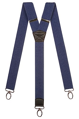 Olata Y Hosenträger mit Karabinerhaken – Frauen- und Herren Hosenträger – 4 cm. Blau von Olata