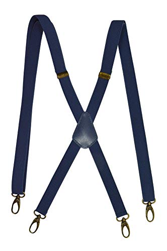 Olata Unisex Hosenträger schmal mit Karabinerhaken – Verstellbare Hosenträger X-Form mit überkreuzten Trägern – 2 cm. Blau von Olata