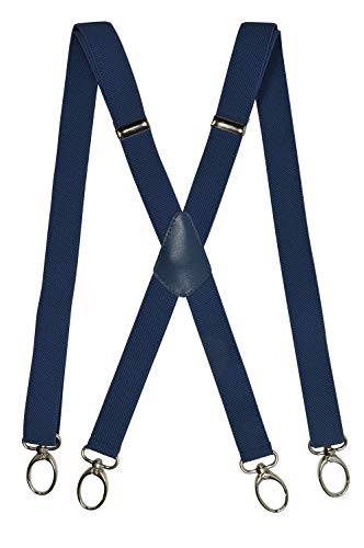 Olata Unisex-Hosenträger schmal/x-förmige Hosenträger mit Karabinern – 2,5 cm. Blau von Olata