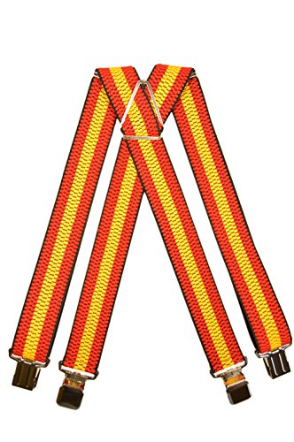 Hosenträger extra starken für Herren X Form mit 4 Clips, Klassiker Design mit Fahne/Flagge - 4cm. Spanien Hosenträger extra starken für Herren X Form mit 4 Clips, Klassiker Design mit Fahne/Flagge - 4cm. Spanien von Olata