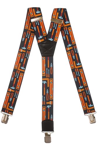 Hosenträger extra starken mit 3 Clips Y-Form, Gedruckt Design - 4cm. DIY (Orange) von Olata