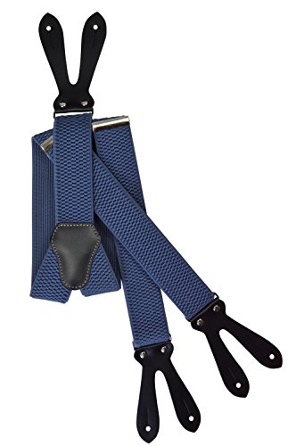 Olata Y Hosenträger zum Knöpfen – extra breite Hosenträger – 4 cm. Blau von Olata