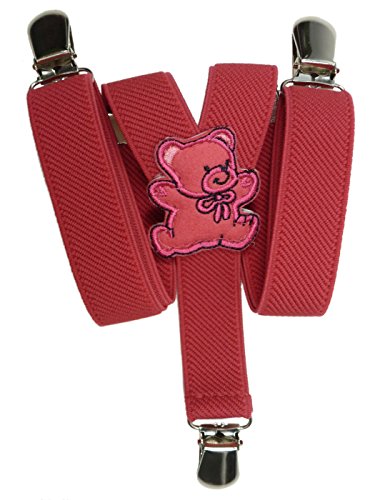 Olata Kinder Hosenträger mit Teddybär-Design | Elastische Y Hosenträger (0-2 Jahre) – 2 cm. Fuchsia Rosa von Olata