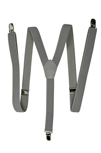 Olata schmale Hosenträger Y Form – längenverstellbare Unisex Hosenträger – 2 cm. Hellgrau von Olata