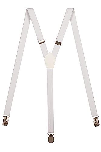 Olata schmale Hosenträger Y Form – längenverstellbare Unisex Hosenträger – 2 cm. Weiß von Olata