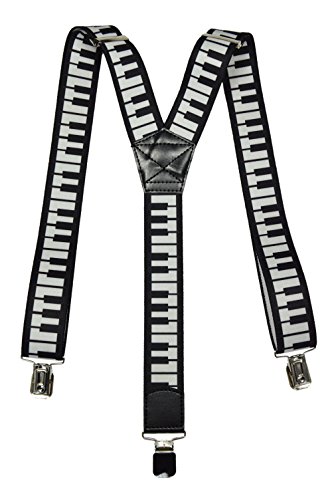 Olata Y-Hosenträger Unisex mit Musik-Mustern – 3,5 cm. Klaviertasten von Olata