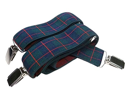 Olata gemusterte Herren-Hosenträger/Y-Form – 3,5 cm. Grün, Blau und Rot Tartan von Olata