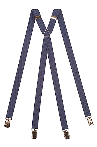 Olata klassische schmale Hosenträger X-Form mit überkreuzten Riemen und Metallclips – 2 cm. Blau von Olata