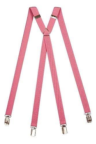 Olata Klassische X-förmige Hosenträger mit Clips – 2 cm breit. Hellrosa von Olata