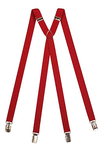 Olata Klassische X-förmige Hosenträger mit Clips – 2 cm breit. Rot von Olata