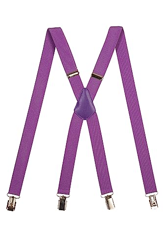 Olata Unisex Hosenträger schmal mit Metallclips/Verstellbare Hosenträger X-Form mit überkreuzten Trägern – 2,5 cm. Fliede von Olata