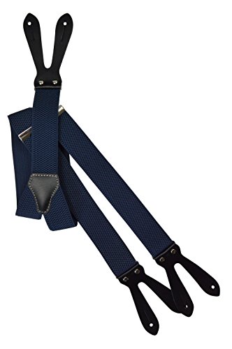 Olata Y Hosenträger zum Knöpfen | Unisex Hosenträger – 3,5 cm. Dunkelblau (Normal) von Olata