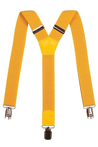 Olata Kinder Hosenträger – längenverstellbare elastische Hosenträger Y-Form – 3 cm (5-12 Jahre). Gelb von Olata
