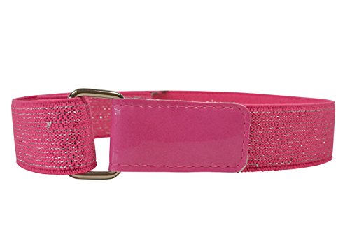 Olata glitzernder Stretch-Gürtel für Mädchen mit Klettverschluss (1-6 Jahre). Fuscia Rosa mit Silber von Olata